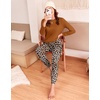 Ekouaer Womens Pajama Sets Long Sleeve Pjs with Jogger Pants Soft Sleepwear(Light Brown Leopard)