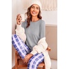 Ekouaer Womens Pajama Sets Long Sleeve Pjs with Jogger Pants Soft Sleepwear(Light Pink Plaid)