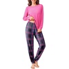 Ekouaer Womens Pajama Sets Long Sleeve Pjs with Jogger Pants Soft Sleepwear(Pink Plaid)