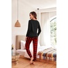 Ekouaer Womens Pajama Sets Long Sleeve Pjs with Jogger Pants Soft Sleepwear(Red and Black Plaid)