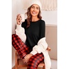 Ekouaer Womens Pajama Sets Long Sleeve Pjs with Jogger Pants Soft Sleepwear(Red and Black Plaid)