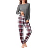 Ekouaer Womens Pajama Sets Long Sleeve Pjs with Jogger Pants Soft Sleepwear(Red and Grey Plaid)