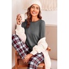 Ekouaer Womens Pajama Sets Long Sleeve Pjs with Jogger Pants Soft Sleepwear(Red and Grey Plaid)