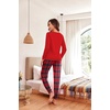 Ekouaer Womens Pajama Sets Long Sleeve Pjs with Jogger Pants Soft Sleepwear(Red and White Plaid)