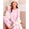 Ekouaer Womens Pajama Sets Long Sleeve Pjs with Jogger Pants Soft Sleepwear(Striped Bow)