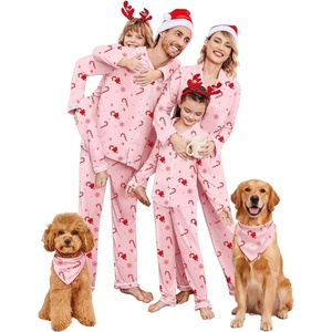 Ekouaer Christmas Family Matching Pajamas Long Sleeve Button Down Pj Set(Christmas Pink Candy Cane)