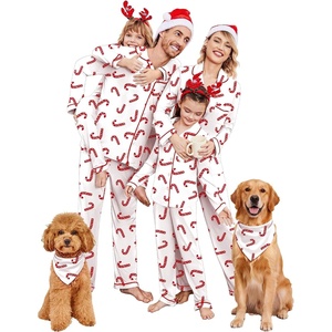 Ekouaer Christmas Family Matching Pajamas Long Sleeve Button Down Pj Set(Christmas White Candy Cane)