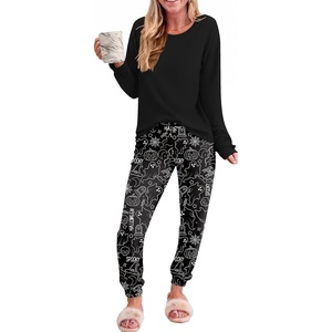 Ekouaer Womens Pajama Sets Long Sleeve Pjs with Jogger Pants Soft Sleepwear(Halloween)