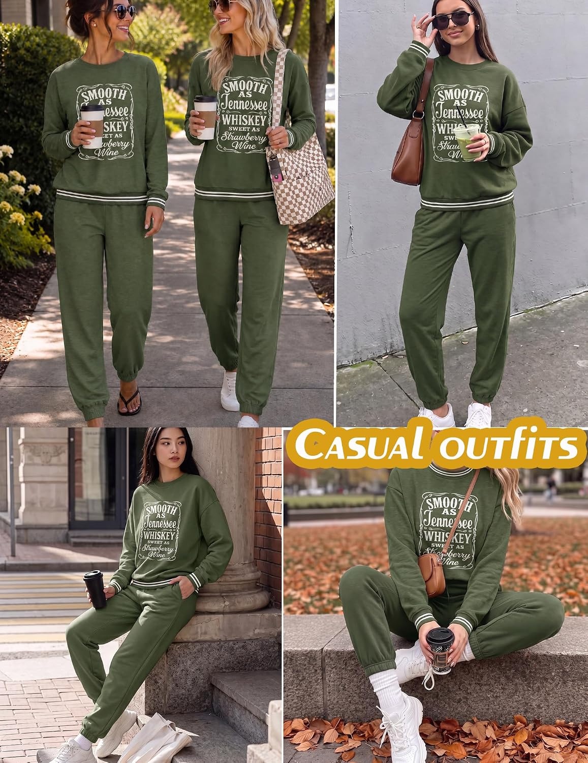 image:imageEkouaer Womens 2 Piece Lounge Sets Casual Matching Set 2026 Fashion OutfitArmy Green