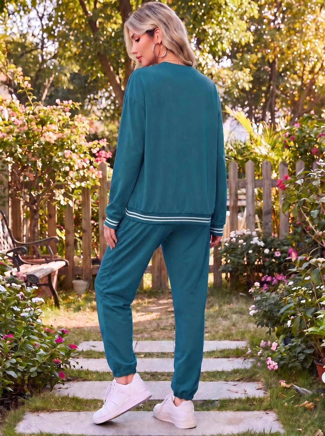 image:imageEkouaer Womens 2 Piece Lounge Sets Casual Matching Set 2026 Fashion OutfitBlue Greennope