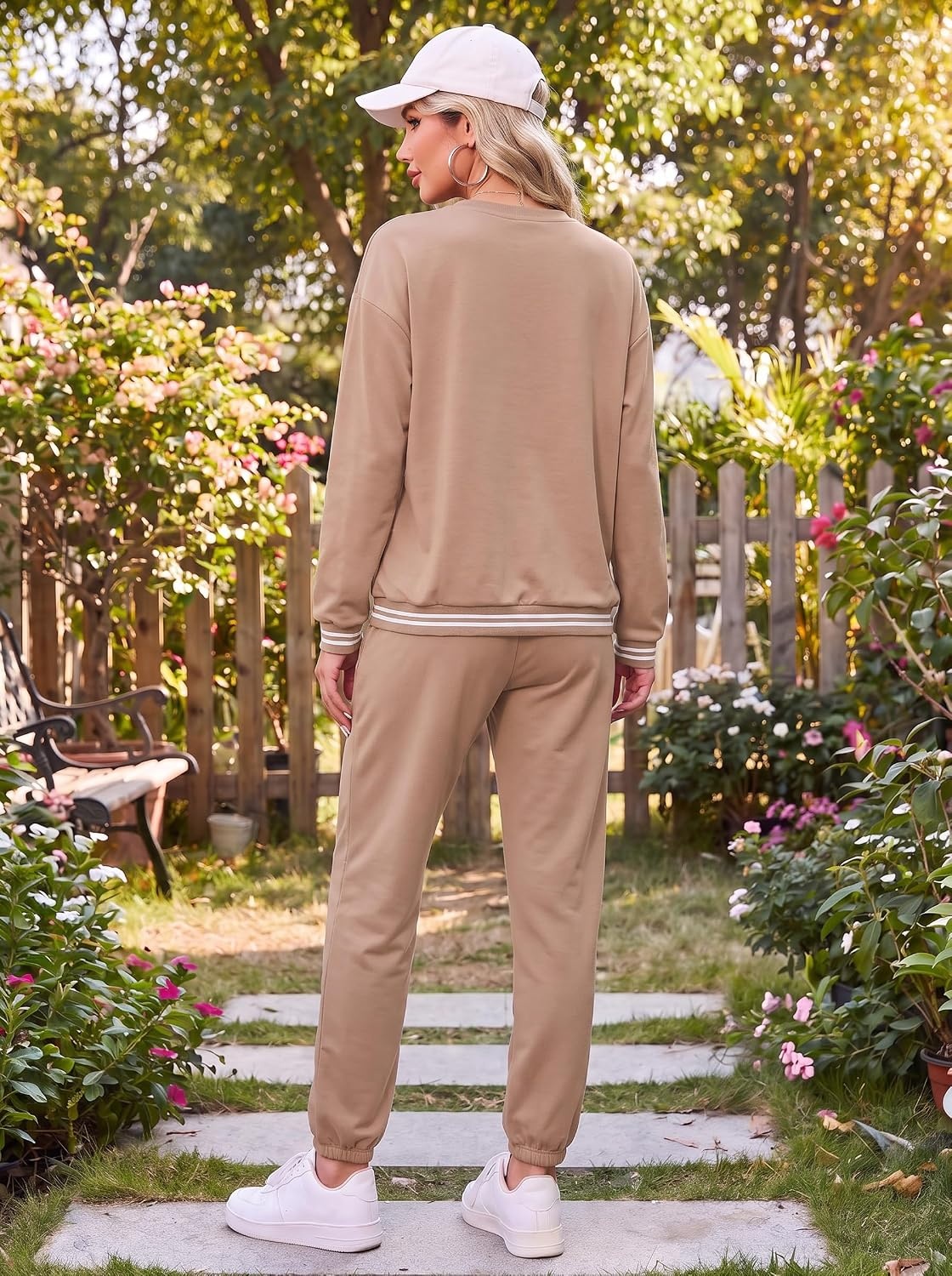 image:imageEkouaer Womens 2 Piece Lounge Sets Casual Matching Set 2026 Fashion OutfitKhaki