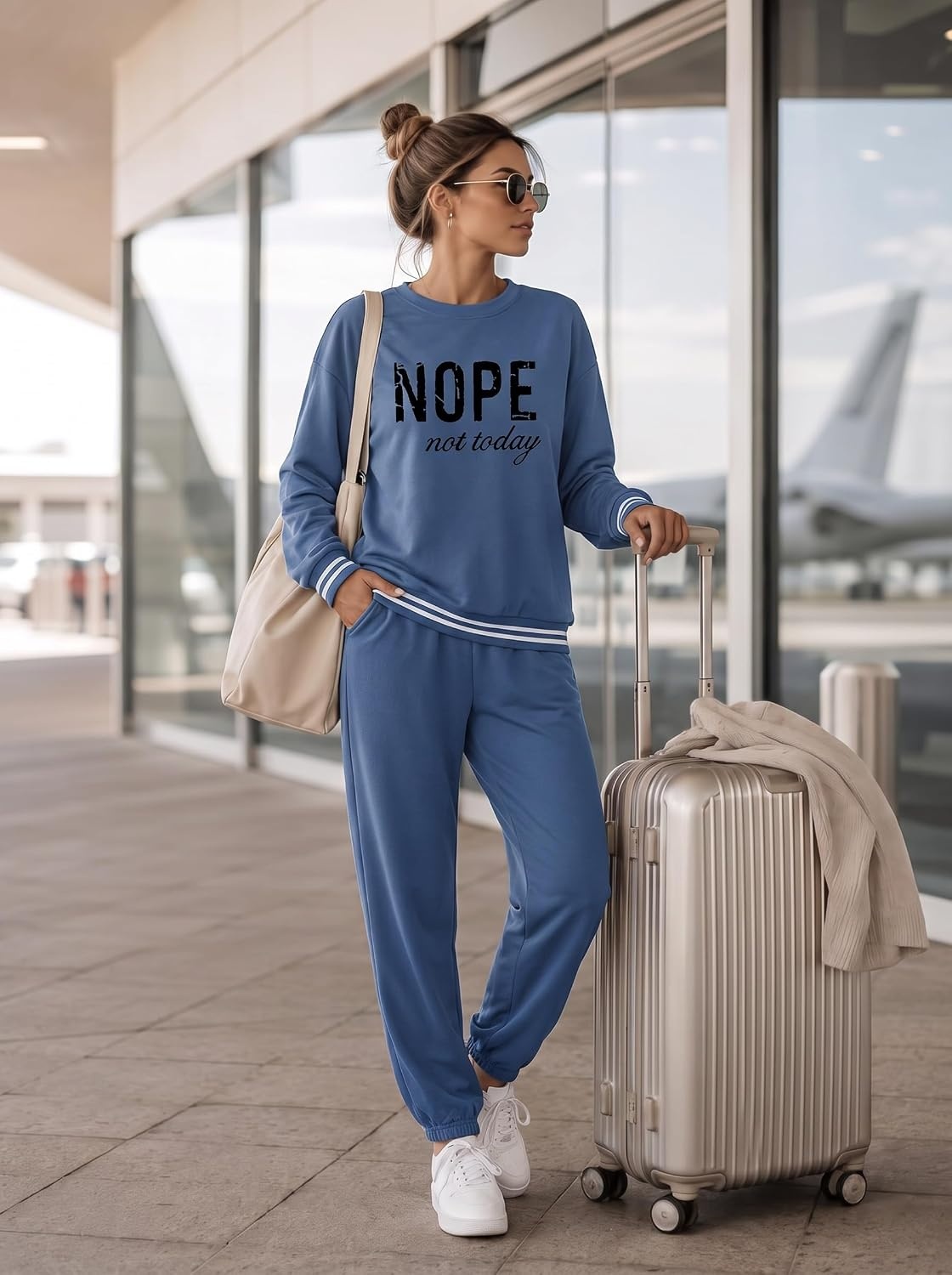 image:imageEkouaer Womens 2 Piece Lounge Sets Casual Matching Set 2026 Fashion OutfitNavy Bluenope