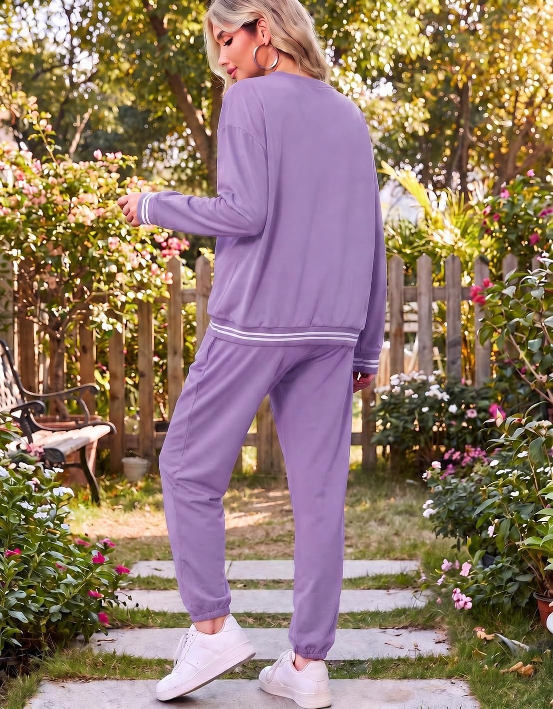 image:imageEkouaer Womens 2 Piece Lounge Sets Casual Matching Set 2026 Fashion OutfitPurple Bow