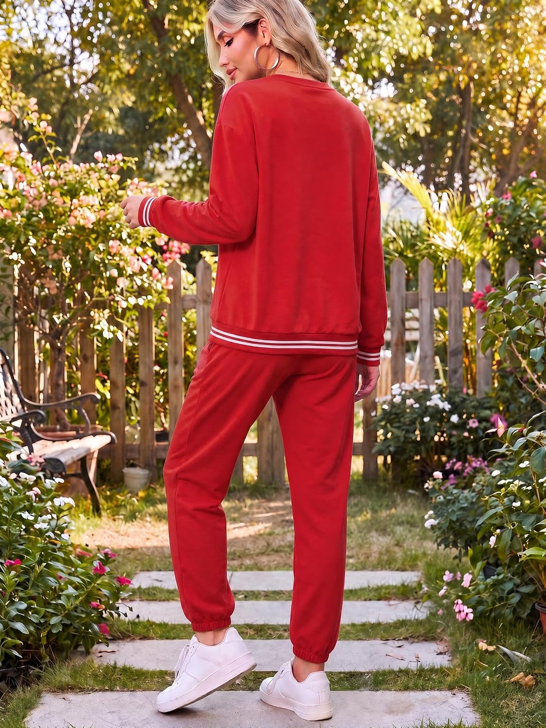 image:imageEkouaer Womens 2 Piece Lounge Sets Casual Matching Set 2026 Fashion OutfitRed Merry