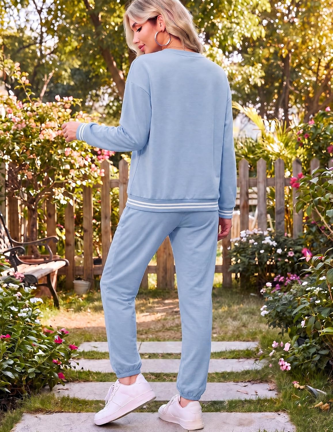 image:imageEkouaer Womens 2 Piece Lounge Sets Casual Matching Set 2026 Fashion OutfitSky Blue Bow