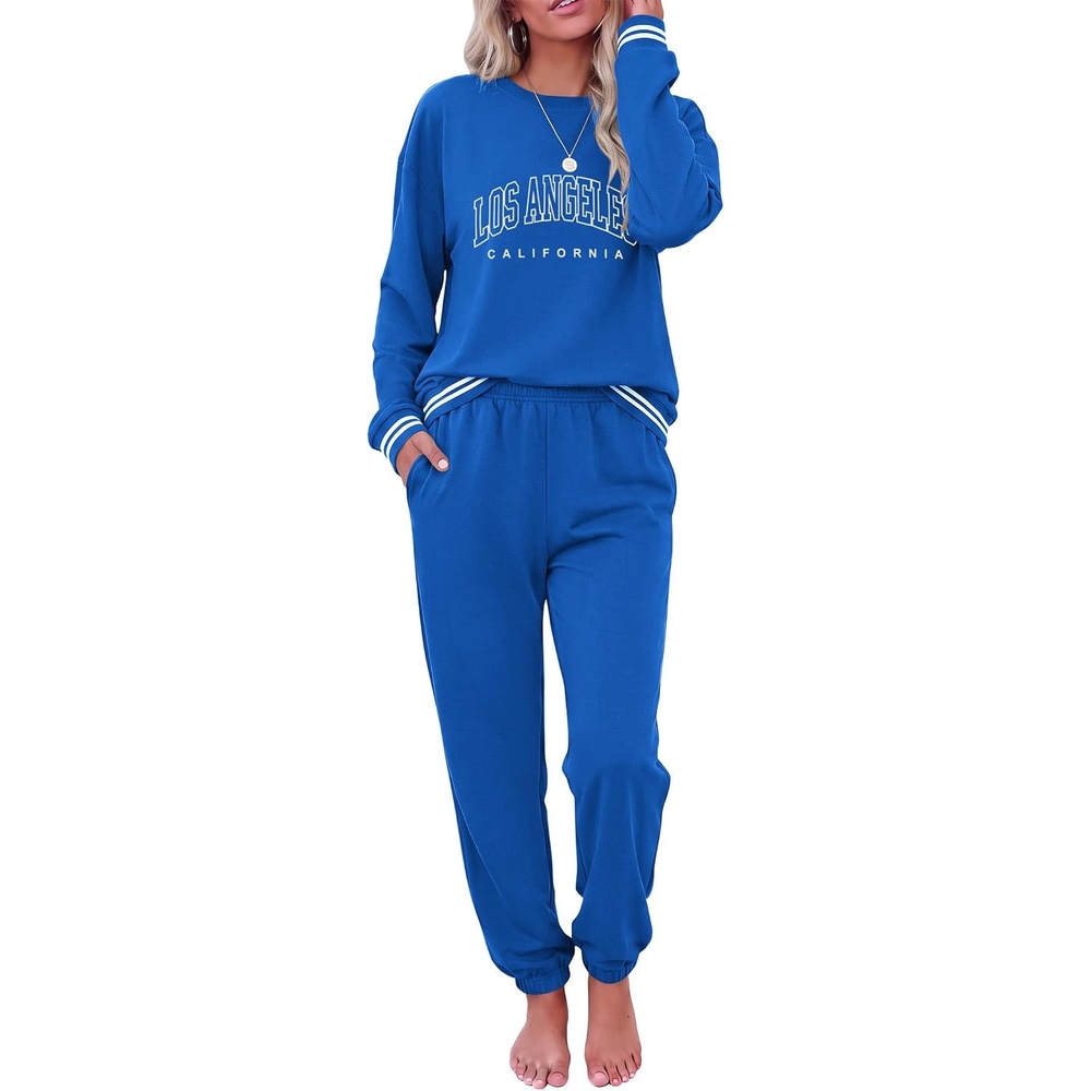 image:imageEkouaer Womens 2 Piece Lounge Sets Casual Matching Set 2026 Fashion OutfitSky Blue Letter