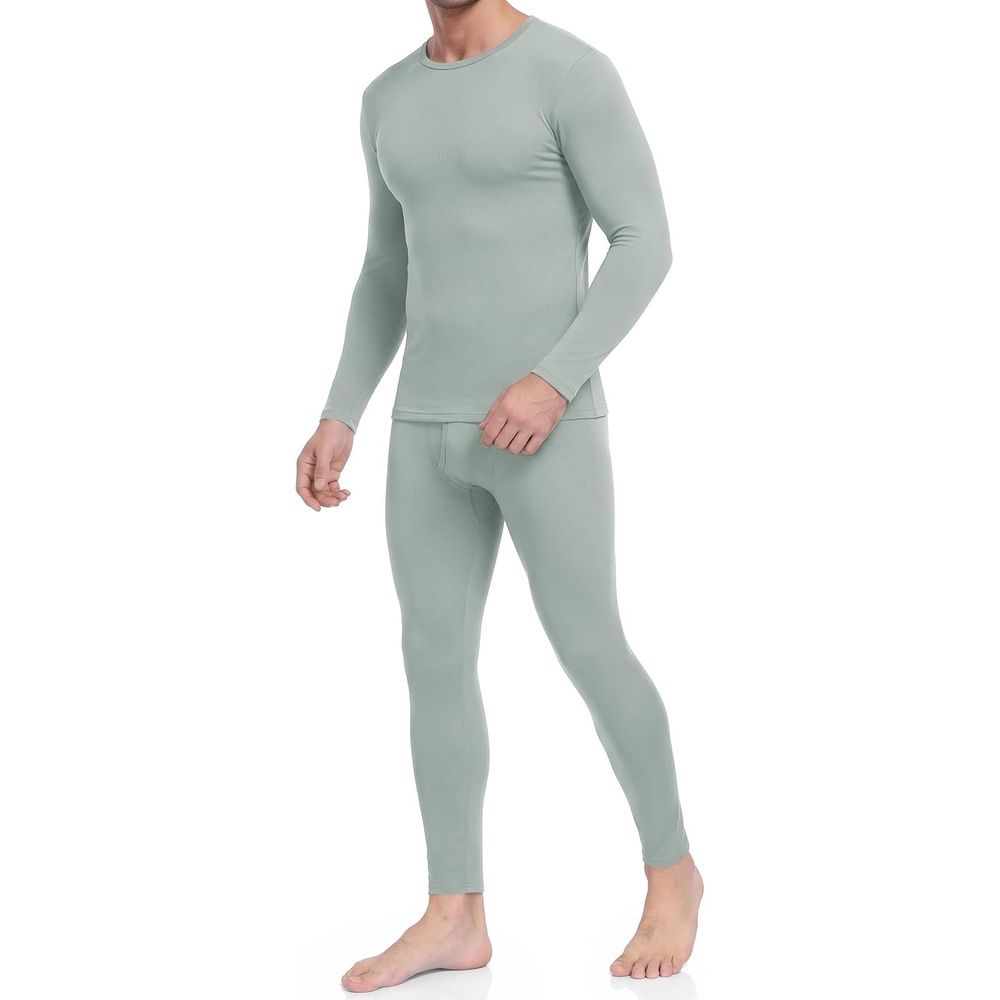 image:imageThermal Underwear for Men Long Johns Set Winter Base Layer Top and BottomGrey Green