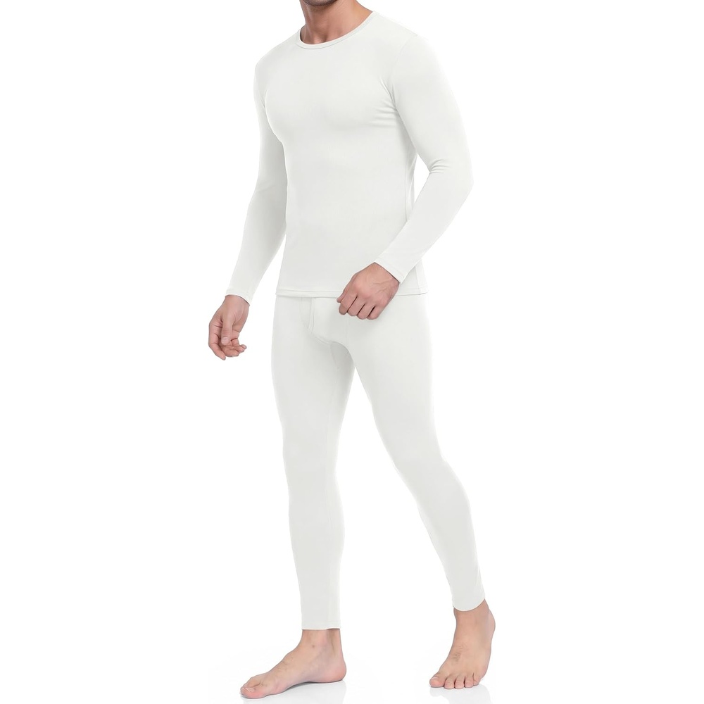 image:imageThermal Underwear for Men Long Johns Set Winter Base Layer Top and BottomWhite