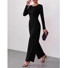 Ekouaer Long Sleeve Jumpsuits for Women Dressy Fall One Piece Outfits(A-black)
