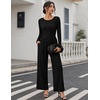 Ekouaer Long Sleeve Jumpsuits for Women Dressy Fall One Piece Outfits(A-black)