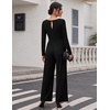 Ekouaer Long Sleeve Jumpsuits for Women Dressy Fall One Piece Outfits(A-black)