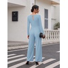 Ekouaer Long Sleeve Jumpsuits for Women Dressy Fall One Piece Outfits(Baby Blue)