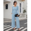 Ekouaer Long Sleeve Jumpsuits for Women Dressy Fall One Piece Outfits(Baby Blue)
