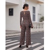 Ekouaer Long Sleeve Jumpsuits for Women Dressy Fall One Piece Outfits(Black & Red Floral)