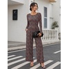 Ekouaer Long Sleeve Jumpsuits for Women Dressy Fall One Piece Outfits(Black & Red Floral)