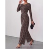 Ekouaer Long Sleeve Jumpsuits for Women Dressy Fall One Piece Outfits(Black & Red Floral)
