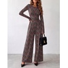 Ekouaer Long Sleeve Jumpsuits for Women Dressy Fall One Piece Outfits(Black & Red Floral)
