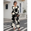 Ekouaer Long Sleeve Jumpsuits for Women Dressy Fall One Piece Outfits(Black Floral)
