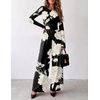 Ekouaer Long Sleeve Jumpsuits for Women Dressy Fall One Piece Outfits(Black Floral)