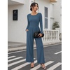 Ekouaer Long Sleeve Jumpsuits for Women Dressy Fall One Piece Outfits(Blue)