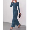 Ekouaer Long Sleeve Jumpsuits for Women Dressy Fall One Piece Outfits(Blue)