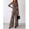 Ekouaer Long Sleeve Jumpsuits for Women Dressy Fall One Piece Outfits(Leopard)