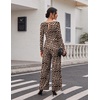 Ekouaer Long Sleeve Jumpsuits for Women Dressy Fall One Piece Outfits(Leopard)