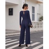 Ekouaer Long Sleeve Jumpsuits for Women Dressy Fall One Piece Outfits(Navy)