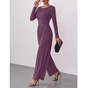 Ekouaer Long Sleeve Jumpsuits for Women Dressy Fall One Piece Outfits(Purple)