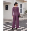 Ekouaer Long Sleeve Jumpsuits for Women Dressy Fall One Piece Outfits(Purple)