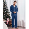 Ekouaer Men’s Pajama Sets Long Sleeve Loungewear Button Down Pjs with Pants(Blue)