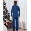 Ekouaer Men’s Pajama Sets Long Sleeve Loungewear Button Down Pjs with Pants(Blue)