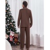 Ekouaer Men’s Pajama Sets Long Sleeve Loungewear Button Down Pjs with Pants(Brown)