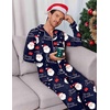 Ekouaer Men’s Pajama Sets Long Sleeve Loungewear Button Down Pjs with Pants(Christmas Navy Santa Claus)