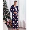 Ekouaer Men’s Pajama Sets Long Sleeve Loungewear Button Down Pjs with Pants(Christmas Navy Santa Claus)