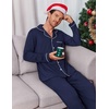 Ekouaer Men’s Pajama Sets Long Sleeve Loungewear Button Down Pjs with Pants(Navy Blue)