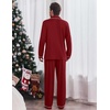 Ekouaer Men’s Pajama Sets Long Sleeve Loungewear Button Down Pjs with Pants(Red)