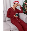 Ekouaer Men’s Pajama Sets Long Sleeve Loungewear Button Down Pjs with Pants(Red)
