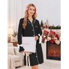 Ekouaer Nightgowns for Women Long Sleeve Button Down Bow Cuffs Sleep Shirt(Black)