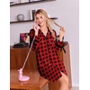 Ekouaer Nightgowns for Women Long Sleeve Button Down Bow Cuffs Sleep Shirt(Black Red Plaid)